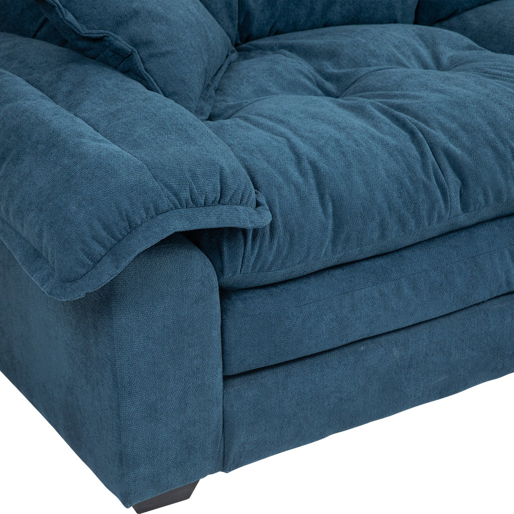 84' Chenille Sofa Small Sofa Loveseat Deep Seat Sofa Couch with 2 Throw Pillows & Memory Foam for Living Room Apartment Office Lounge-Blue