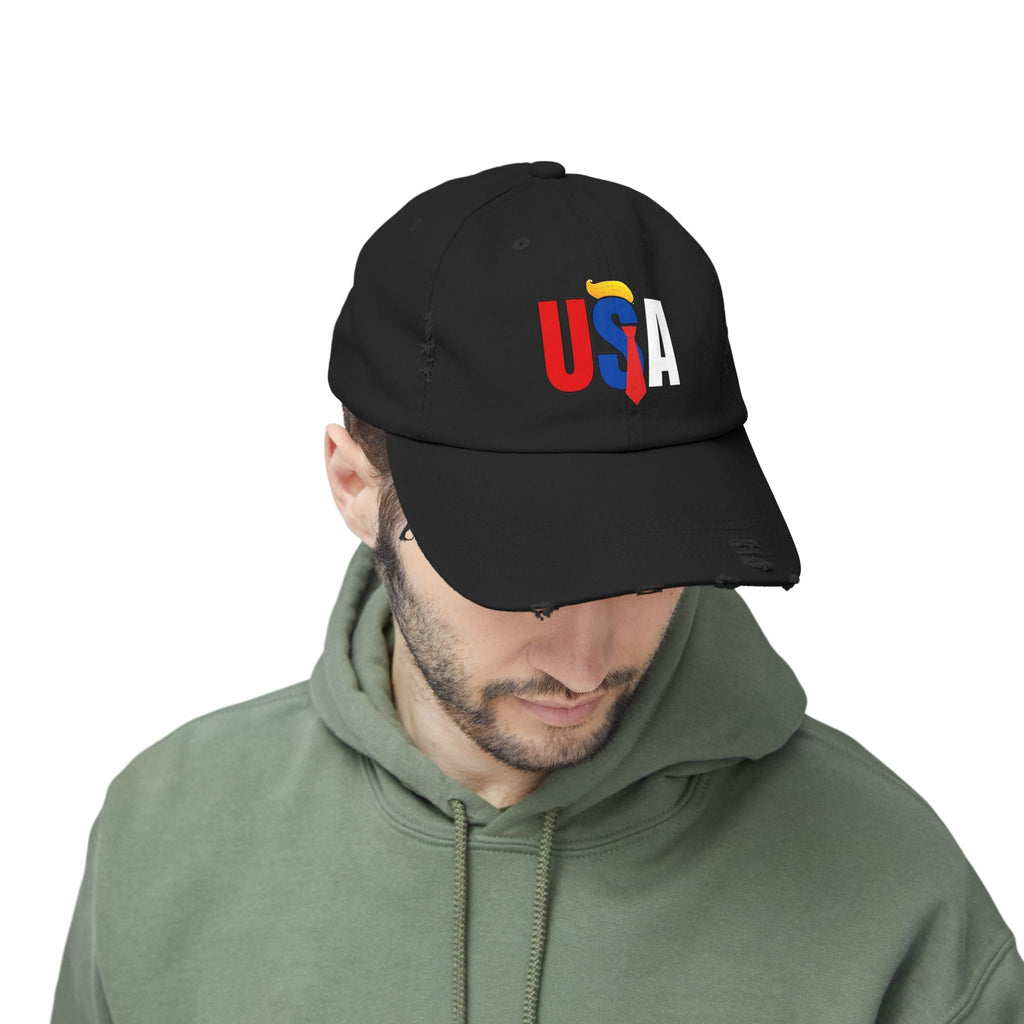 Unisex Trendy Distressed USA Cap