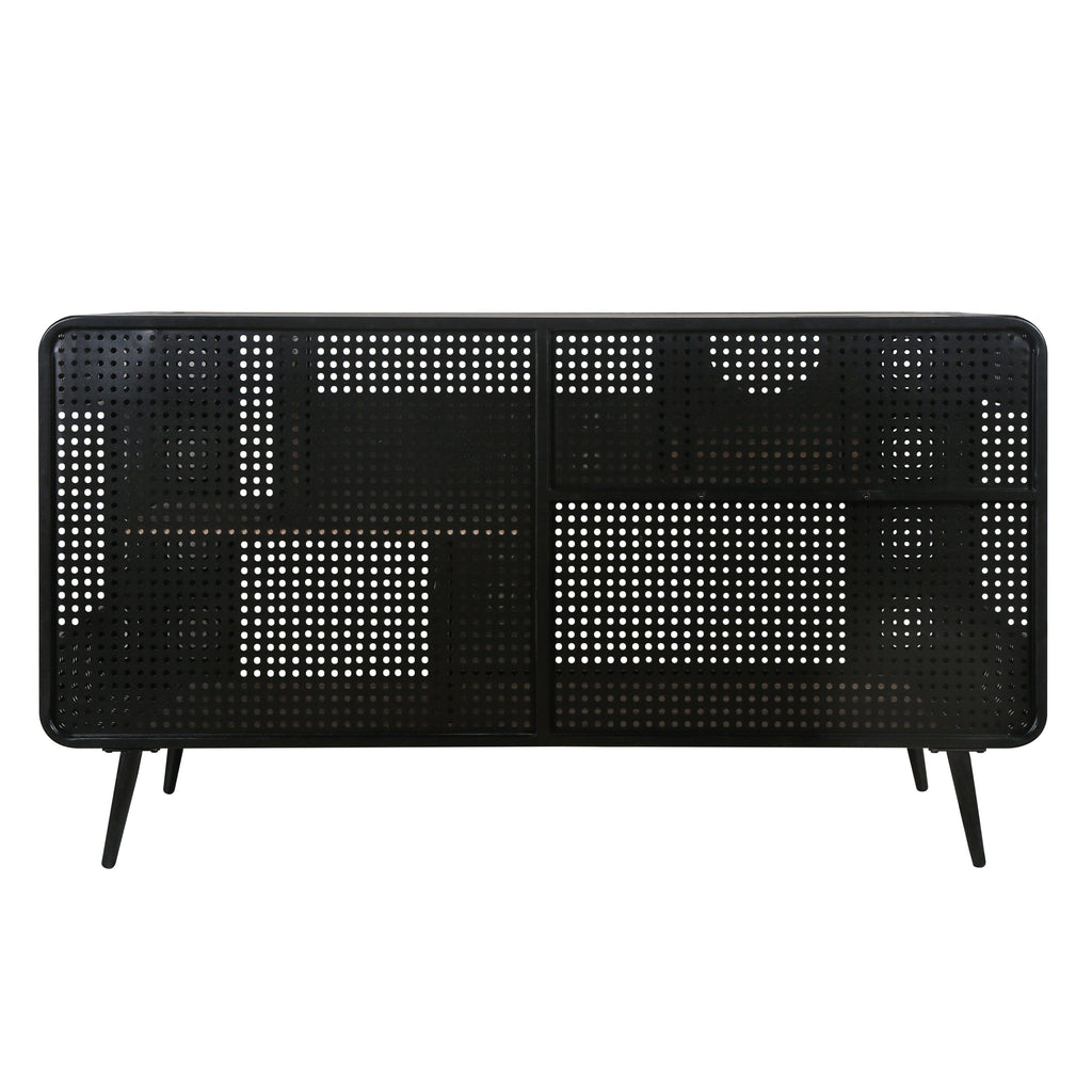 Modern Spacious Cat House with Tempered Glass and Iron Frame for Living Room, Black + Brown