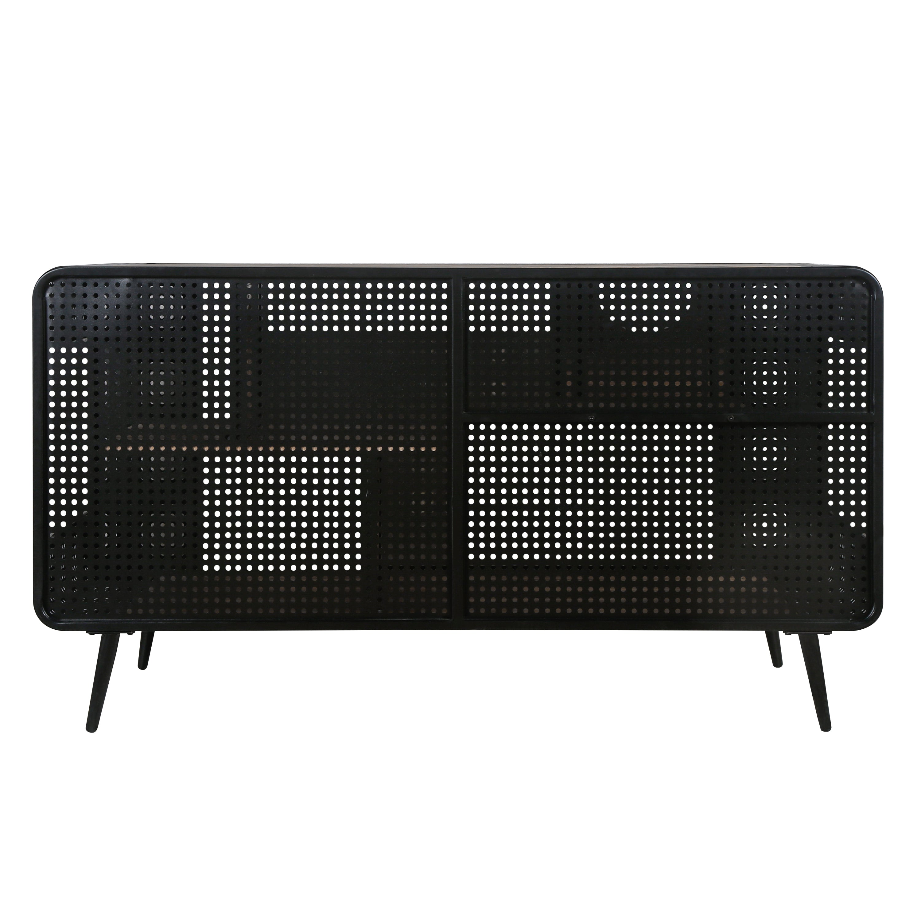 Modern Spacious Cat House with Tempered Glass and Iron Frame for Living Room, Black + Brown