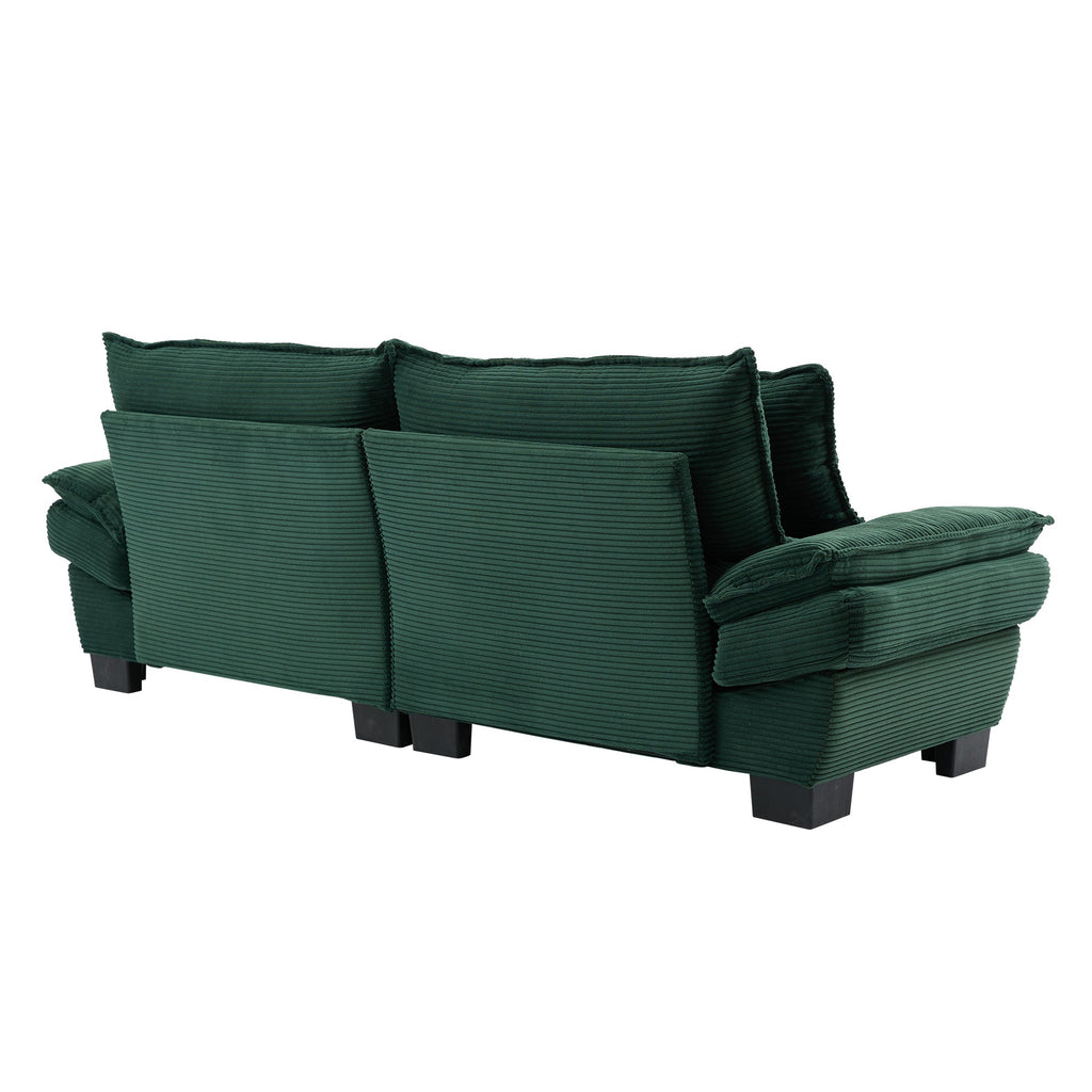 Corduroy Sofa Sleeper Couch Loveseat Sofa with Pillows Comfy Upholstered Deep Seat Sofa for Bedroom,Living Room,Apartment,Office,Dorm-Green Corduroy