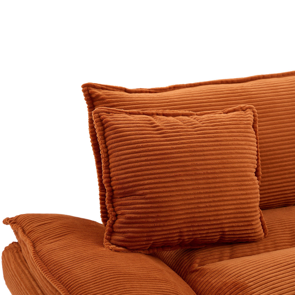 Corduroy Sofa Sleeper Couch Loveseat Sofa with Pillows Comfy Upholstered Deep Seat Sofa for Bedroom,Living Room,Apartment,Office,Dorm-Orange Corduroy