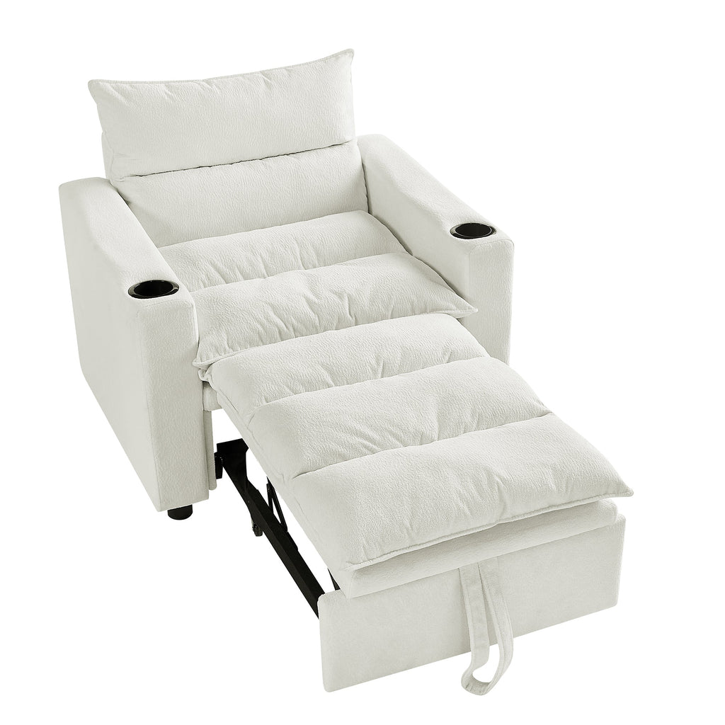 Sleeper Sofa Chair Bed, Convertible Sofa Chair 3-in-1, Adjustable Sleeper Chair Pullout Sofa Bed with Modern Velvet Fabric for Living Room Apartment Small Space, Beige