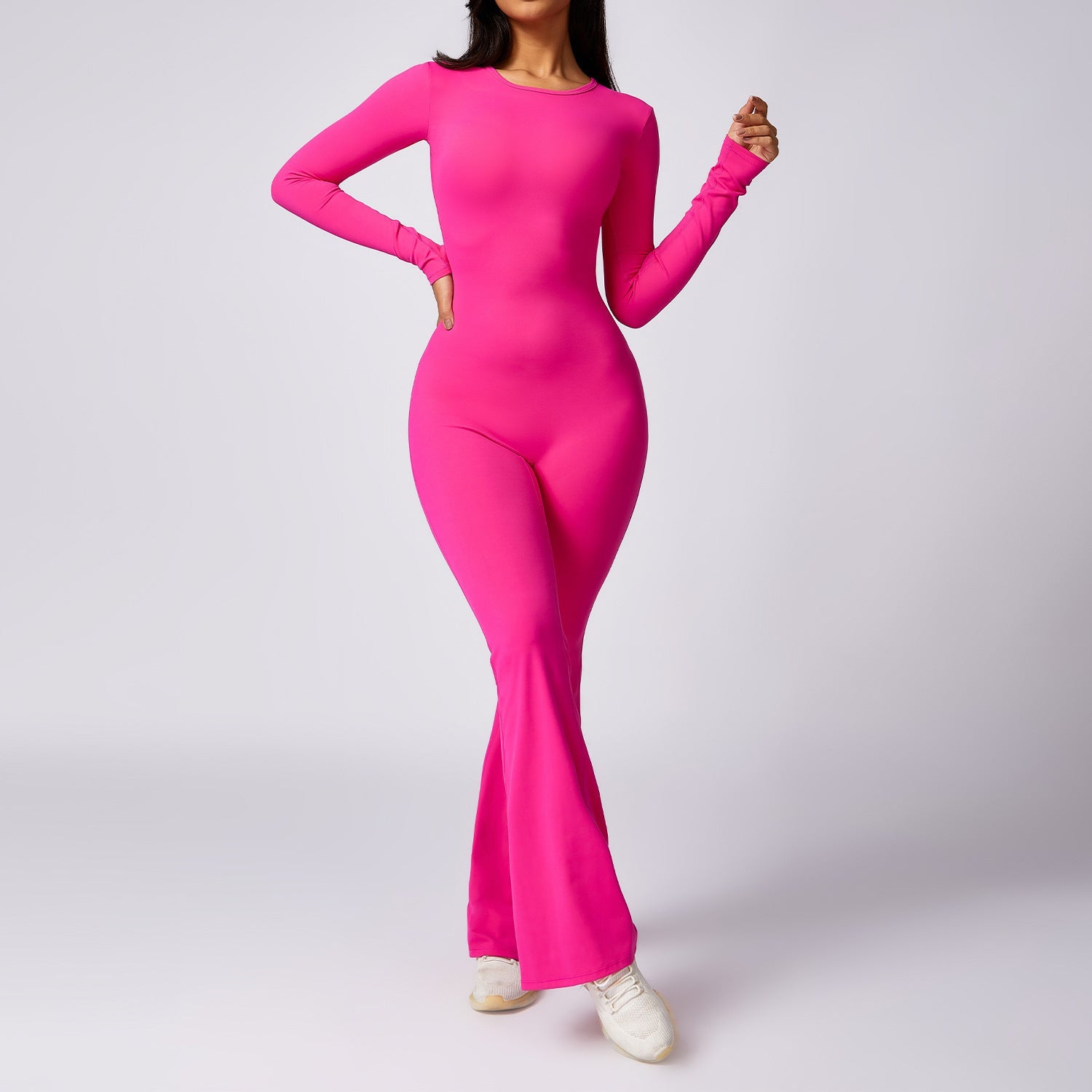 Leisure Horn Long Sleeve Yoga Jumpsuit Tight Quick-drying Sports Workout