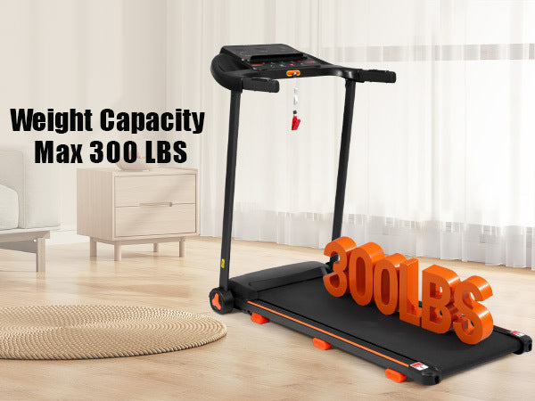 Treadmills for Home, 2.5HP Quiet Folding Treadmill with Heart Rate Sensor, 300lbs Weight Capacity, 7.5MPH, Incline Treadmill With USB Charge Station For Android & Bluetooth Speaker, 6 Shock-Absorbing