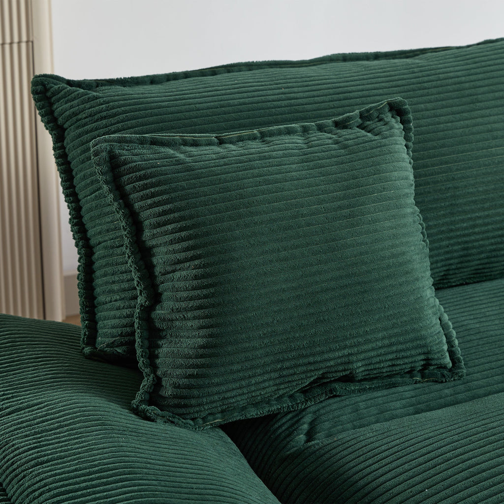 Corduroy Sofa Sleeper Couch Loveseat Sofa with Pillows Comfy Upholstered Deep Seat Sofa for Bedroom,Living Room,Apartment,Office,Dorm-Green Corduroy