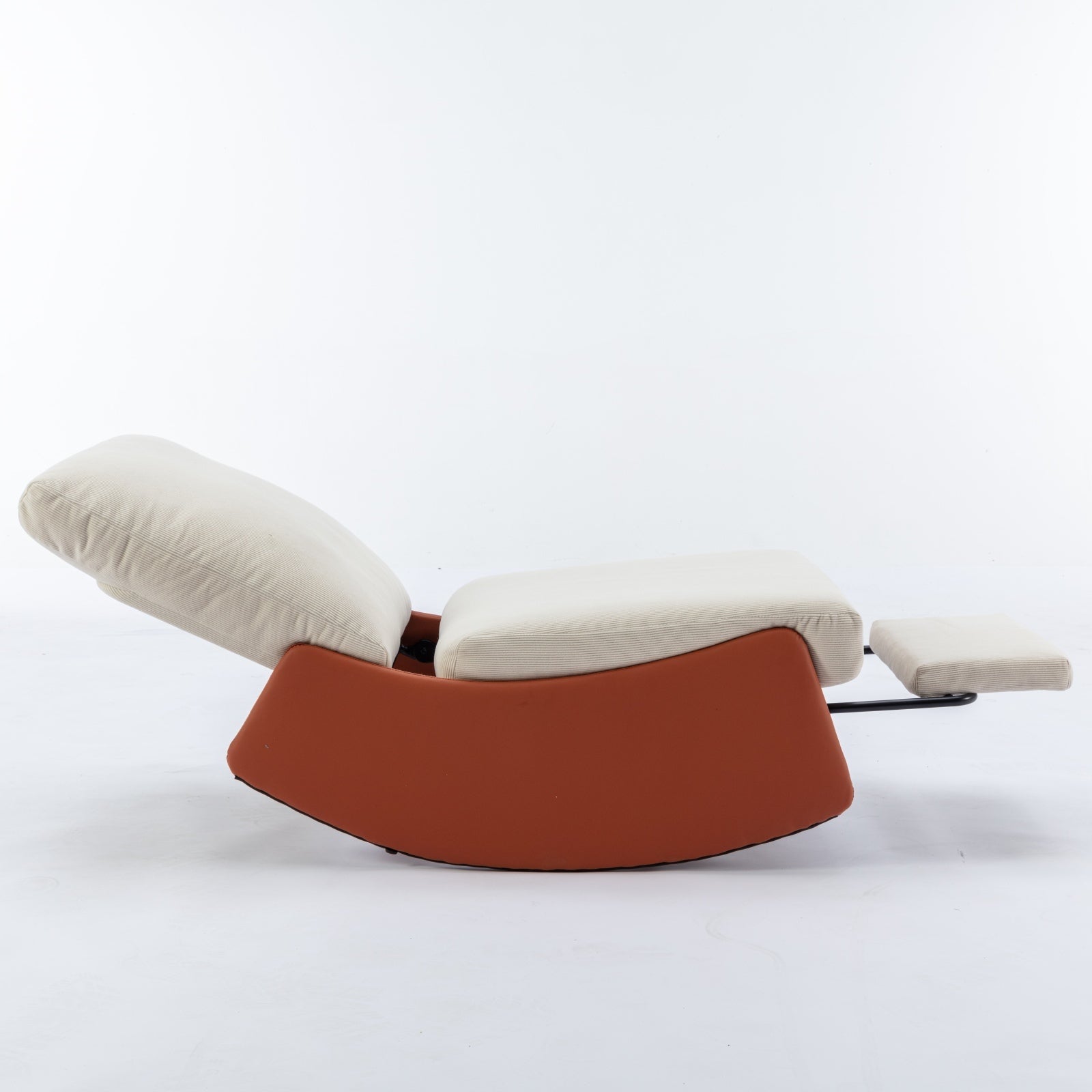 Modern Orange Upholstered Rocking Chair Recliner with Footrest and Adjustable Backrest