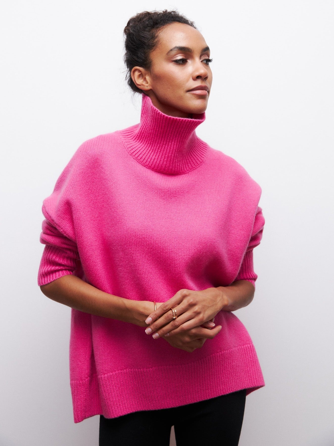 Winter Turtleneck Sweater Ins Solid Color Long Sleeve Pullover Top Women's Clothing
