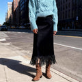 Women's Fashionable Elegant Long Suede Skirt Comfortable Slim Fit