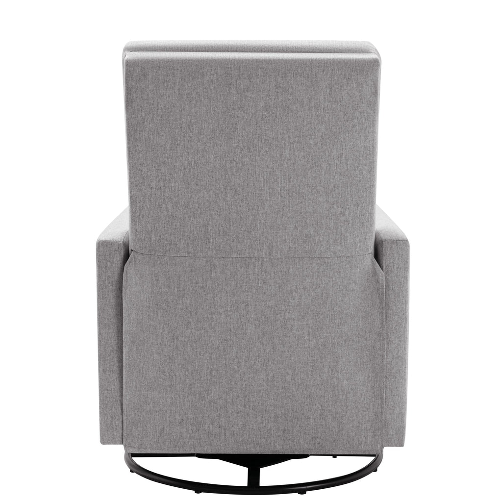 Modern Upholstered Rocker Nursery Chair Plush Seating Glider Swivel Recliner Chair, Gray Linen