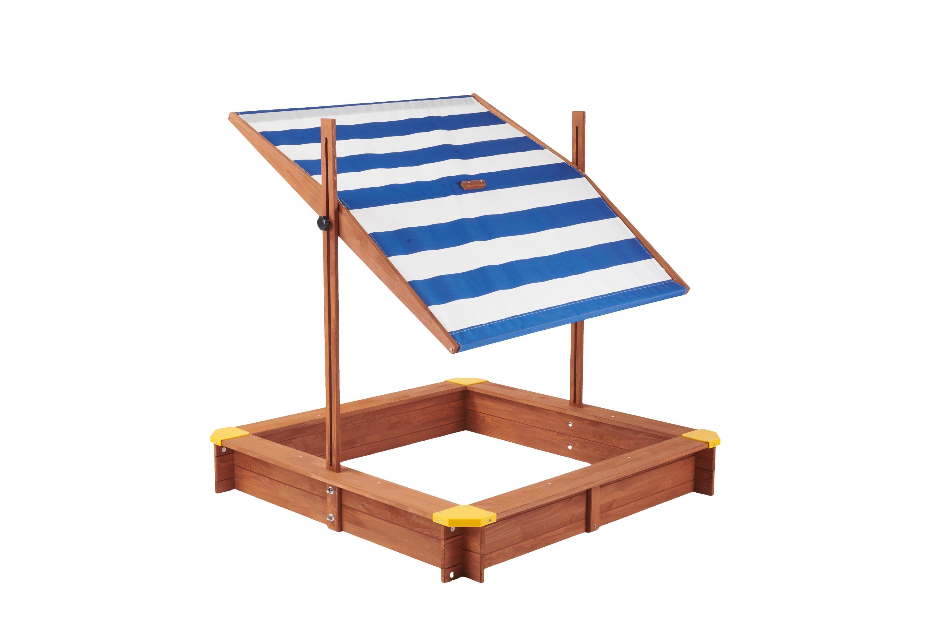 Kids Sandbox with Cover, 46' Wooden Sand Box w/Adjustable Canopy, Large Outdoor Cedar Sandpit for Backyard Play