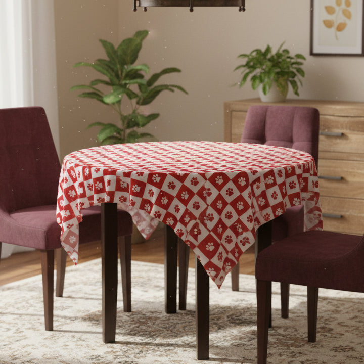 Red & White Paws Tablecloth
