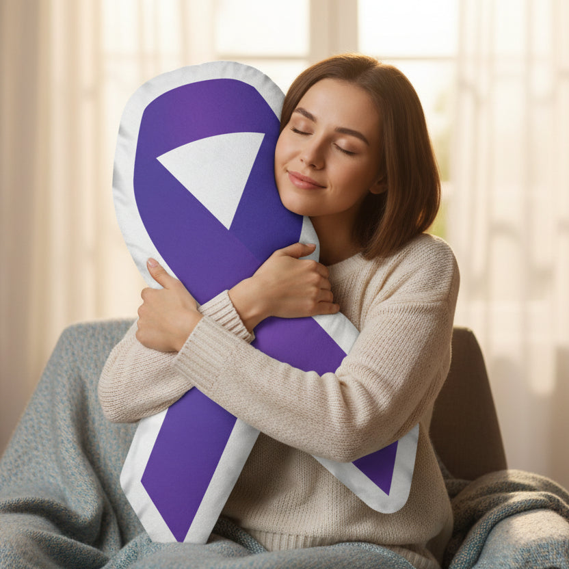 Purple Ribbon Shaped Pillow