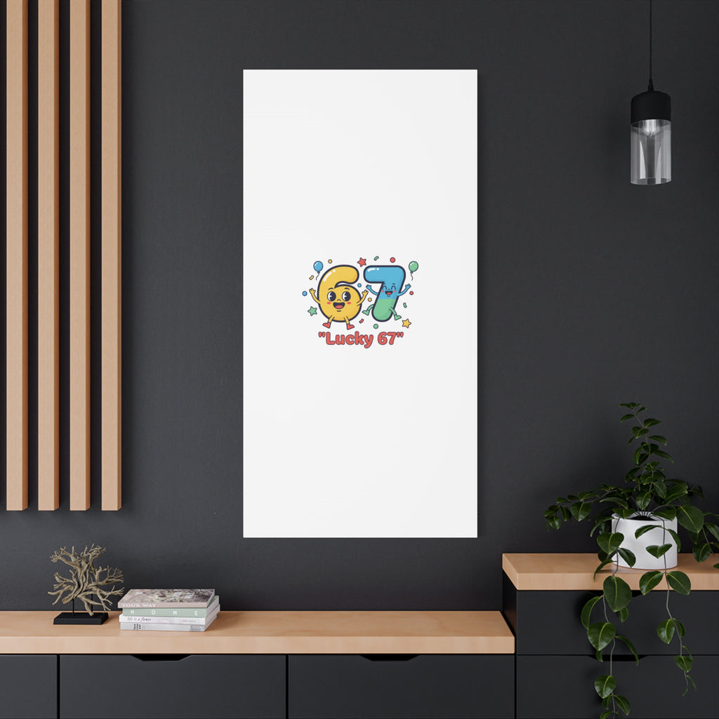 Lucky 67 Canvas, Stretched Matte | 67 meme, absurdist humor
