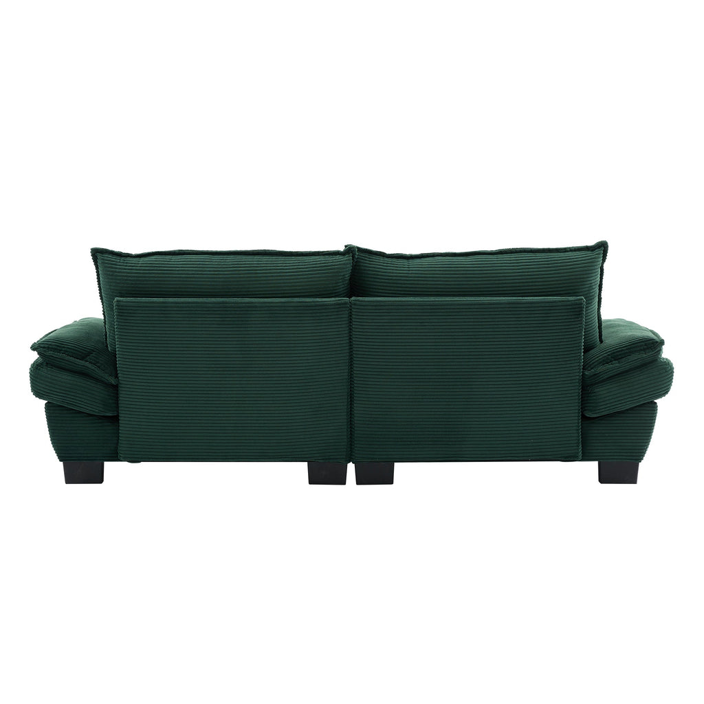 Corduroy Sofa Sleeper Couch Loveseat Sofa with Pillows Comfy Upholstered Deep Seat Sofa for Bedroom,Living Room,Apartment,Office,Dorm-Green Corduroy