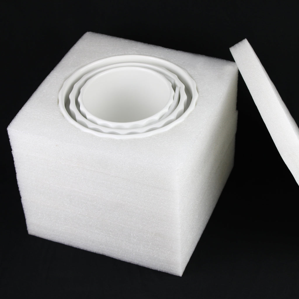 3-Piece White Stoneware Planter Set with Fluted Design