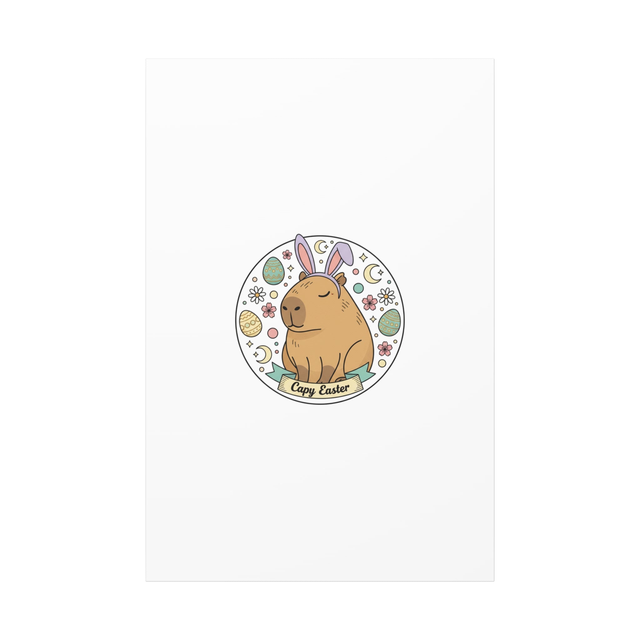 Capy Easter Canvas, pastel bunny aesthetic | cottagecore spring wall art