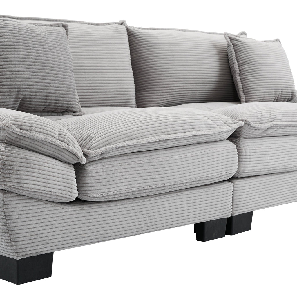 Corduroy Sofa Sleeper Couch Loveseat Sofa with Pillows Comfy Upholstered Deep Seat Sofa for Bedroom,Living Room,Apartment,Office,Dorm-Light Grey Corduroy