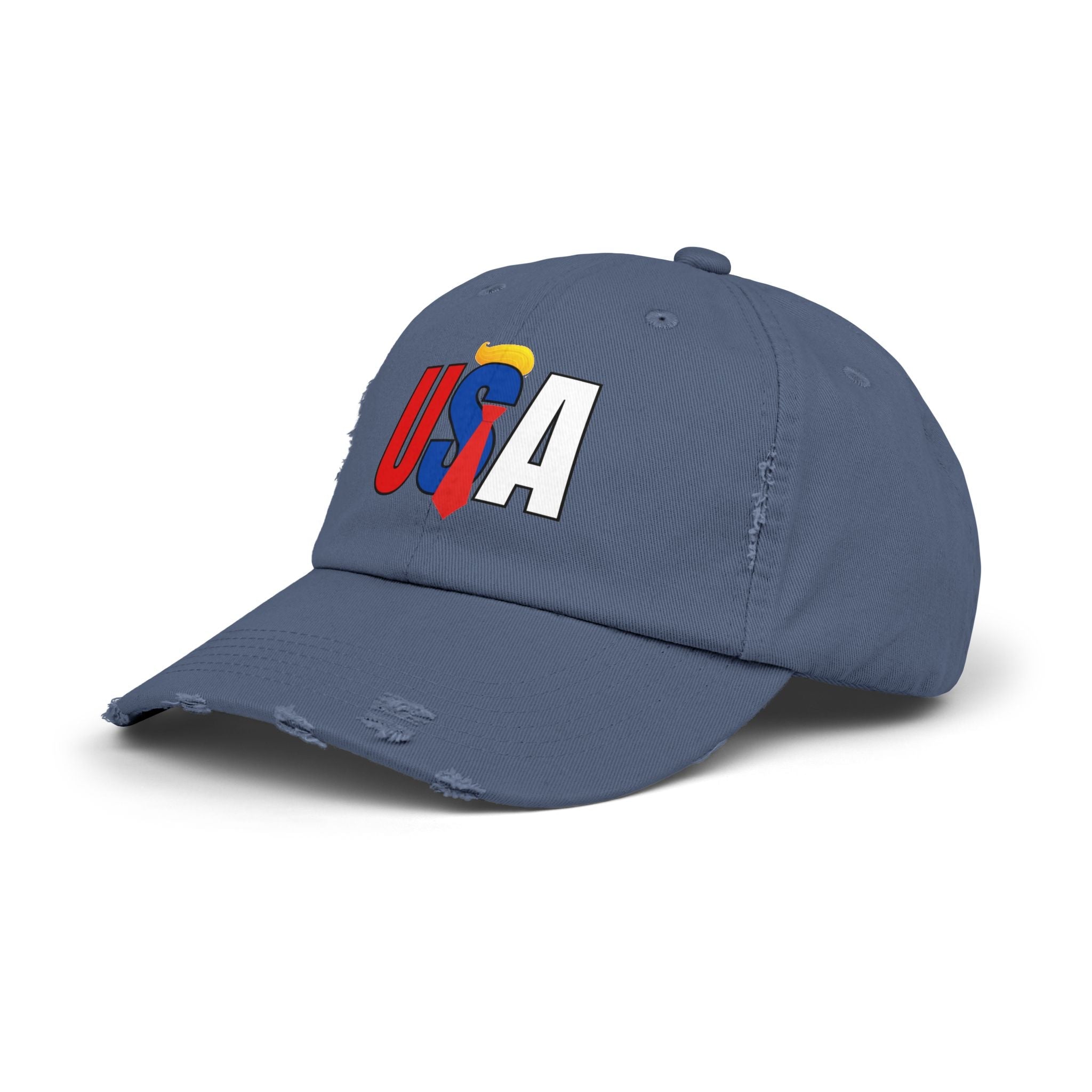 Unisex Trendy Distressed USA Cap