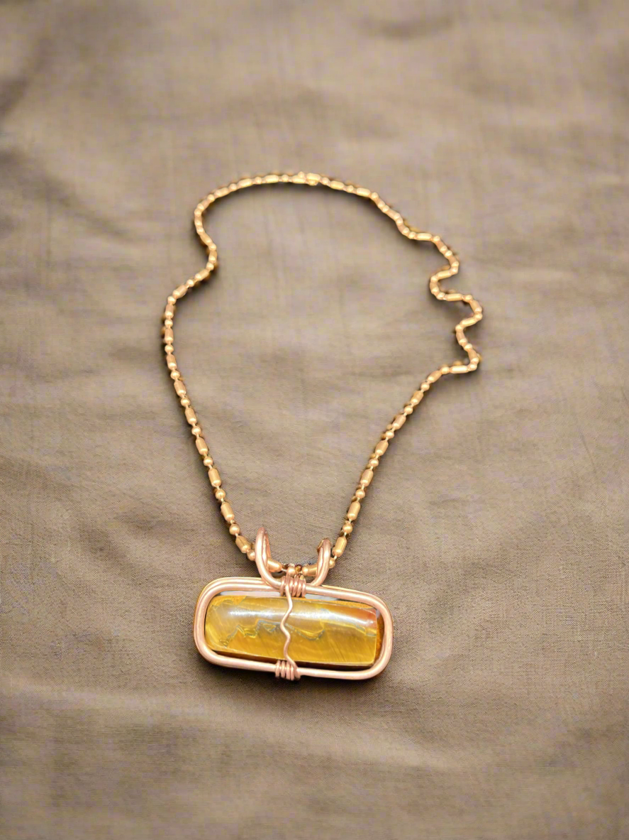 Custom iamevibez Wire Wrapped Tigers Eye Necklace