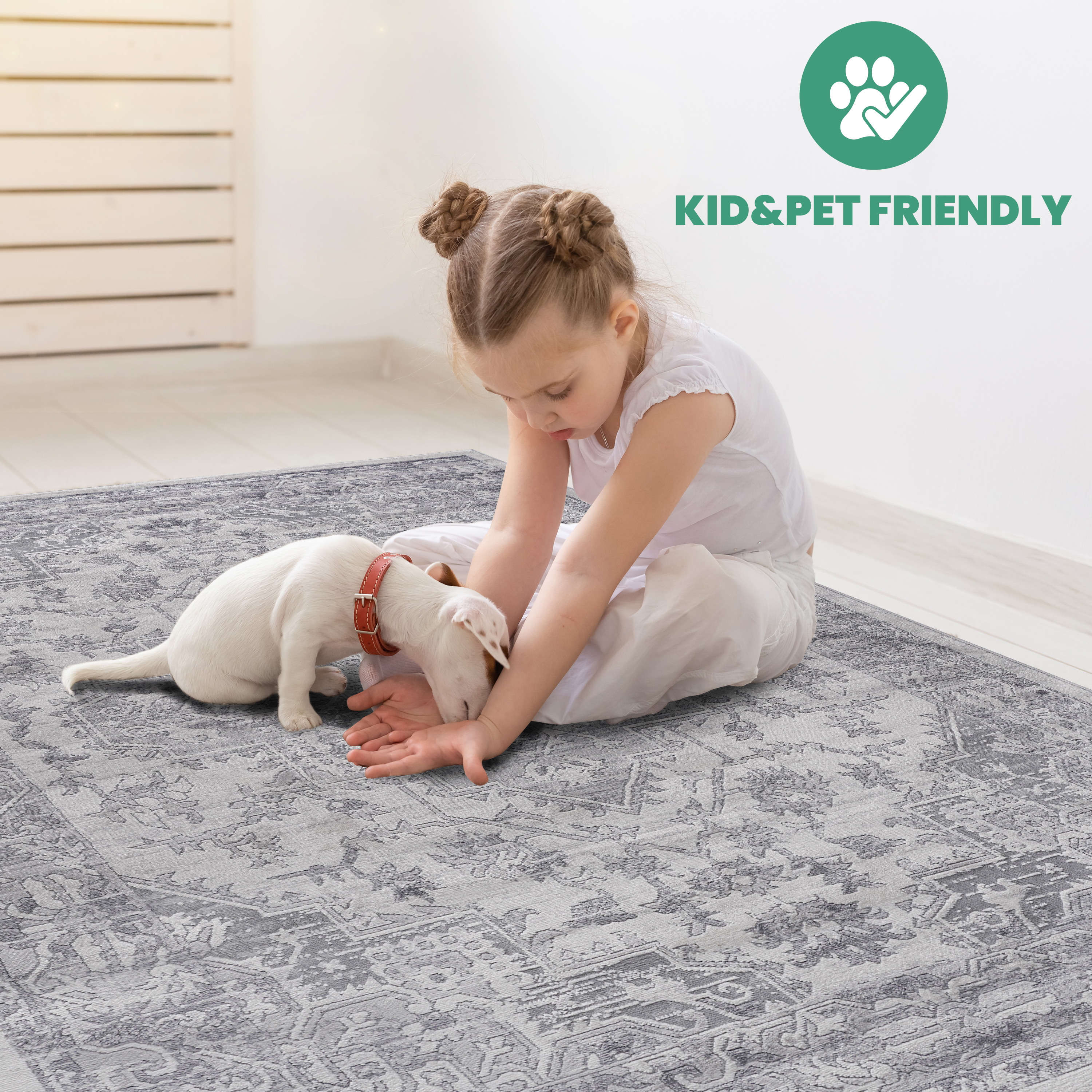 NAAR MARFI Collection 6X9 Silver / Oriental Area Rug