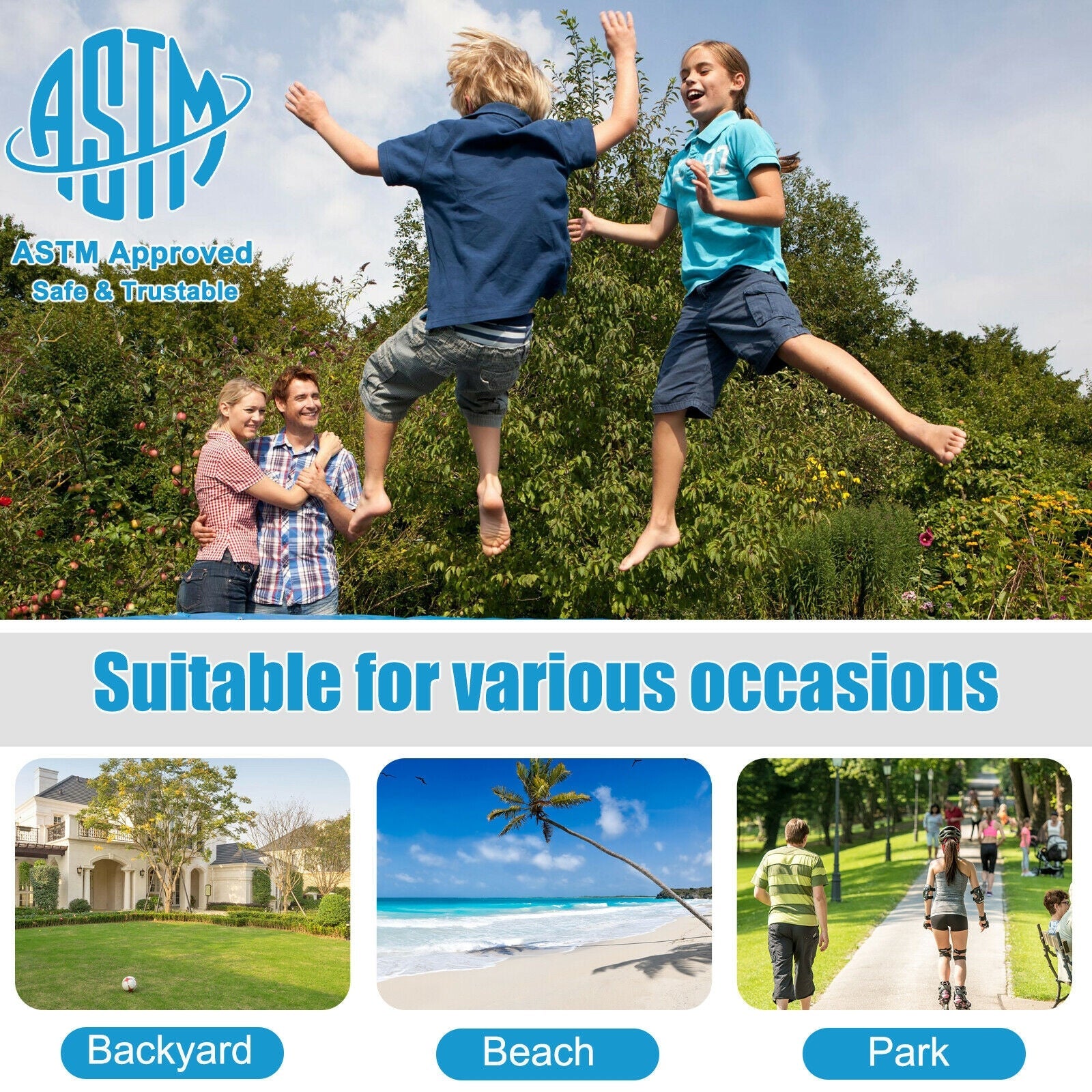 8/10/12/14/15/16 Feet Outdoor Trampoline Bounce Combo with Safety Closure Net Ladder-8 ft