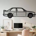 BMW E30 M3 Metal Car Wall Art with Rotating Wheels - Classic M Power Silhouette Decor - Interactive Automotive Wall Art - KAFMEKA100