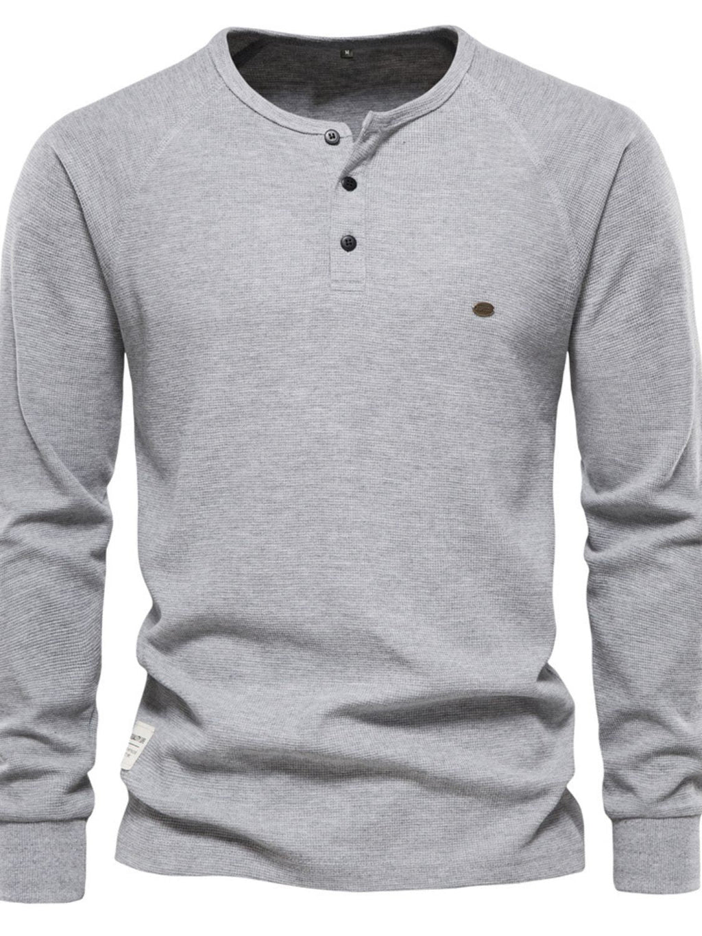 Waffle-Knit Long Sleeve T-Shirt