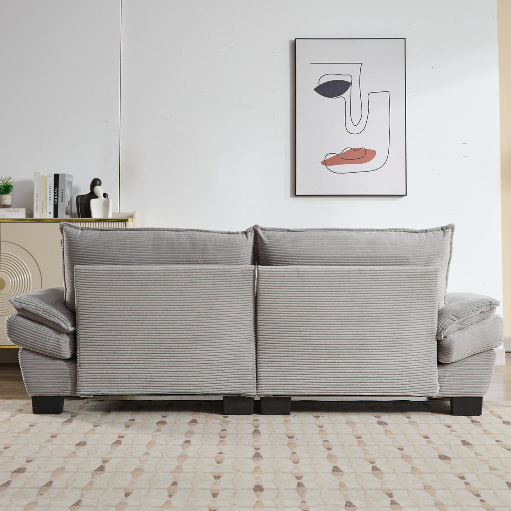 Corduroy Sofa Sleeper Couch Loveseat Sofa with Pillows Comfy Upholstered Deep Seat Sofa for Bedroom,Living Room,Apartment,Office,Dorm-Light Grey Corduroy