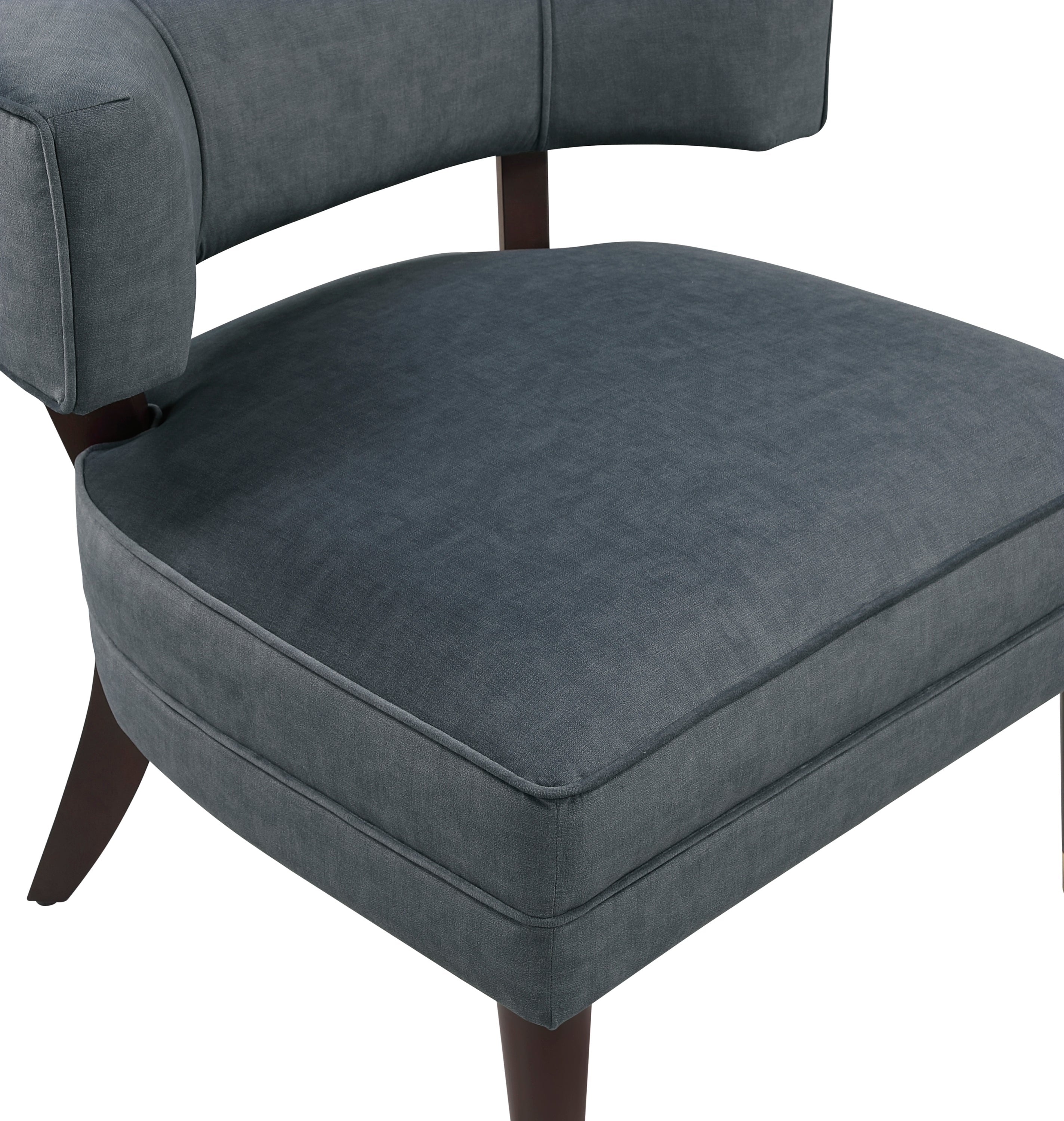 Elegant Style Accent Chair Dark Gray Velvet Upholstery Barrel-Back Solid Wood Luxury Living Room Furniture 1pc