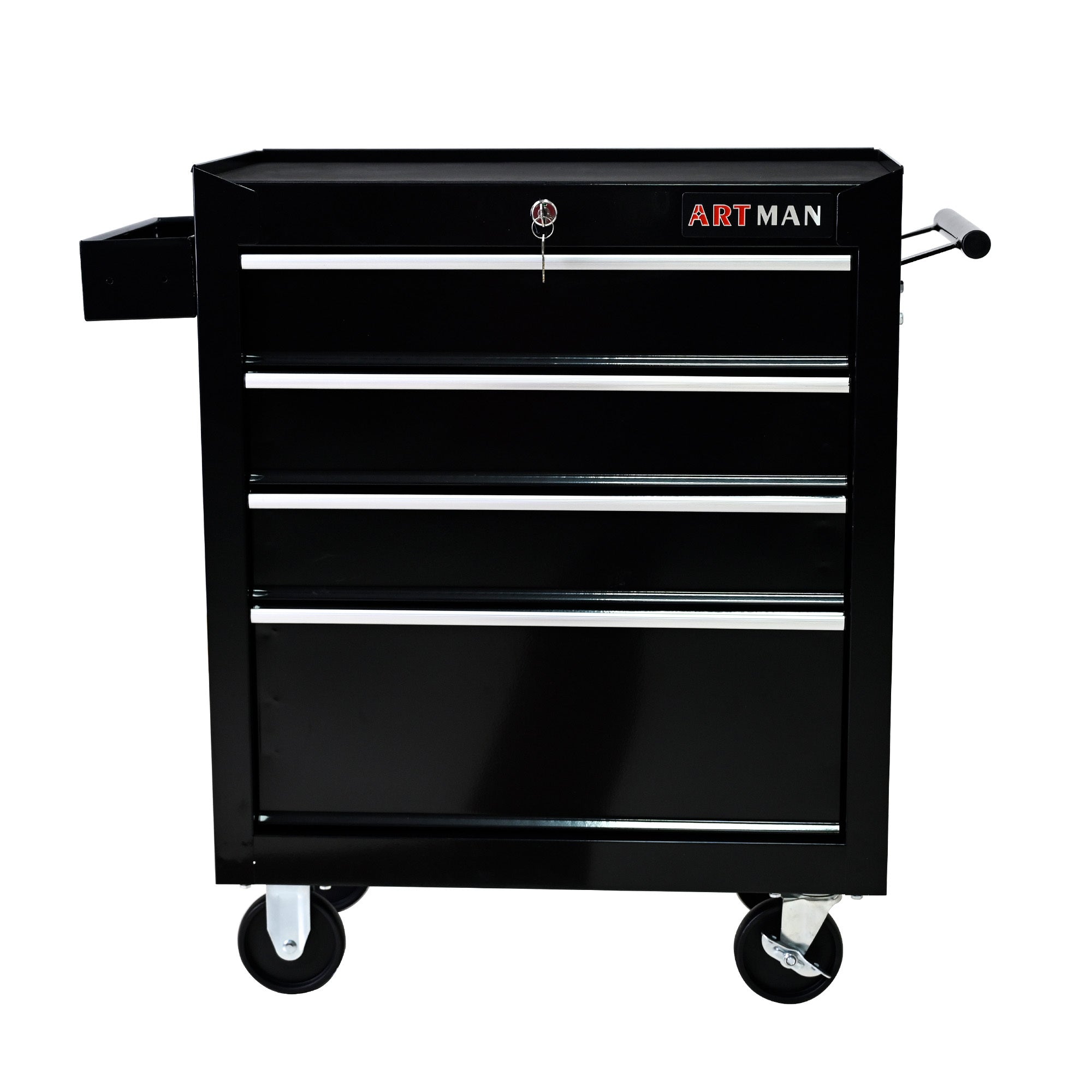 Rolling Tool Chest, 4-Drawer Tool Box with Wheels, Heavy Duty Industrial Service Cart Storage Organizer with Locking System, Rolling Tool Box Organizer Tool Case for Garage, Repair Shop - Black