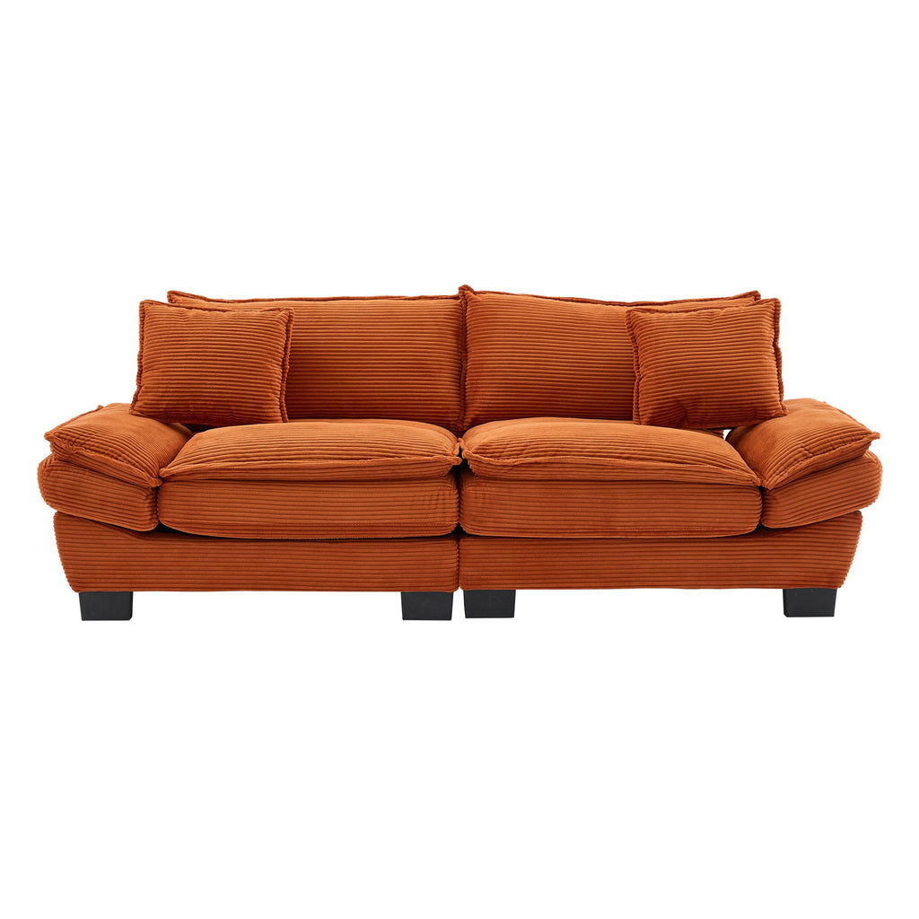 Corduroy Sofa Sleeper Couch Loveseat Sofa with Pillows Comfy Upholstered Deep Seat Sofa for Bedroom,Living Room,Apartment,Office,Dorm-Orange Corduroy