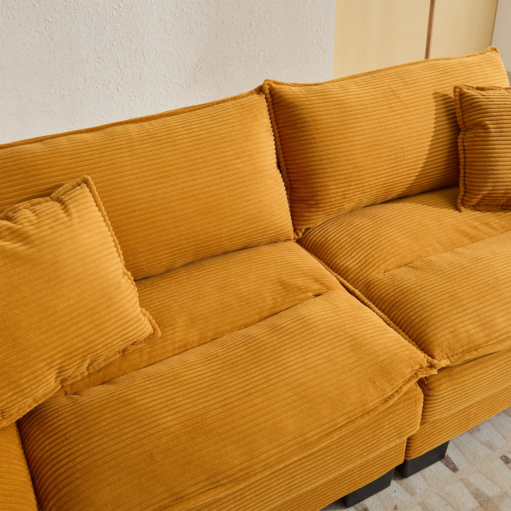 Corduroy Sofa Sleeper Couch Loveseat Sofa with Pillows Comfy Upholstered Deep Seat Sofa for Bedroom,Living Room,Apartment,Office,Dorm-Yellow Corduroy