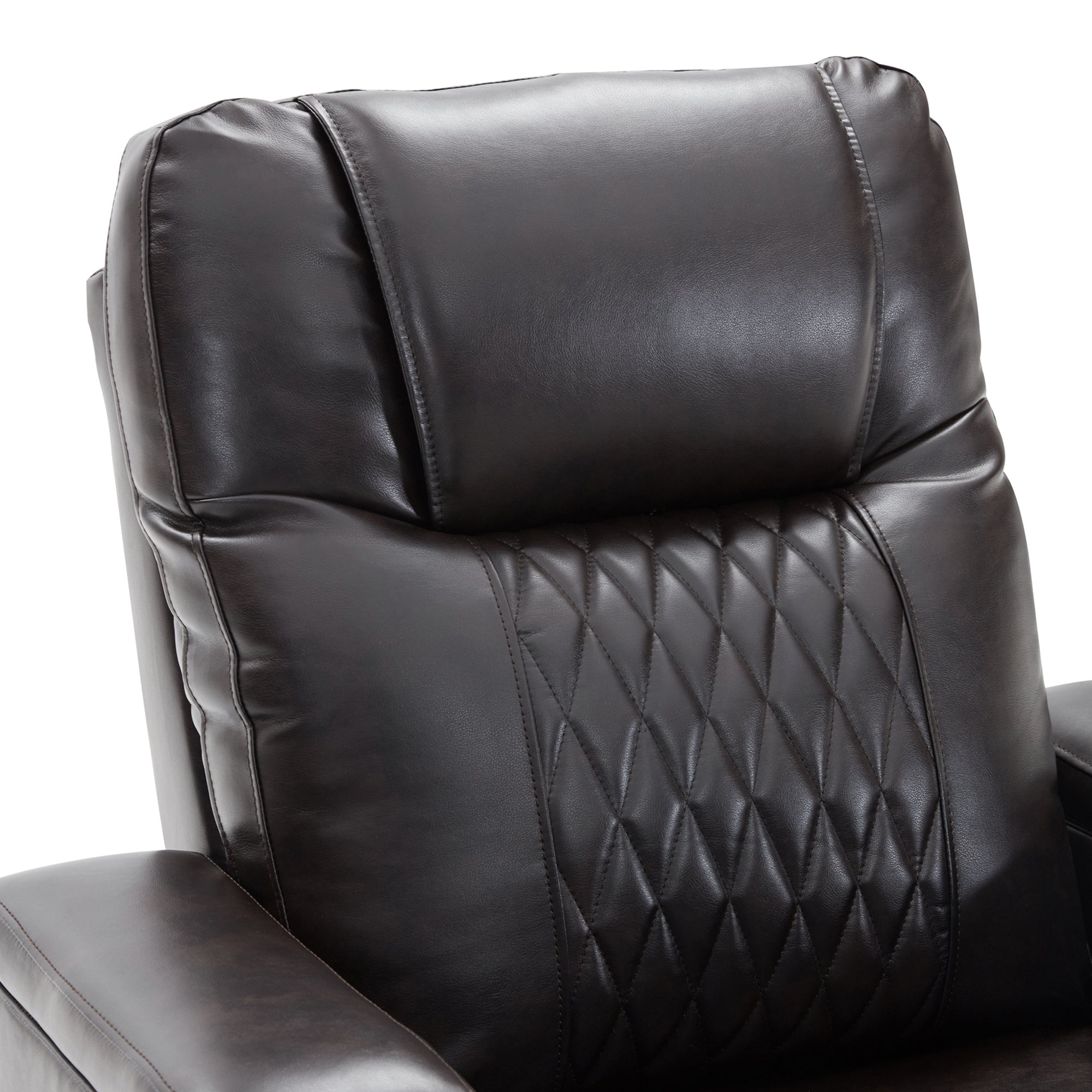Power Motion Recliner with USB Charging Port, Hidden Arm Storage, and 360° Swivel Tray Table, Black PU Leather