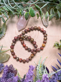 8mm Beaded Leopard Skin Jasper Bracelet