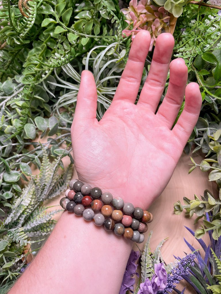 8mm Beaded Polychrome Jasper Bracelet