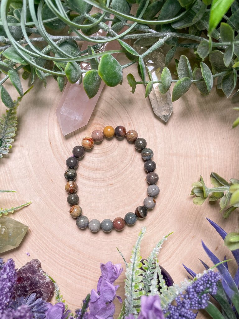 8mm Beaded Polychrome Jasper Bracelet