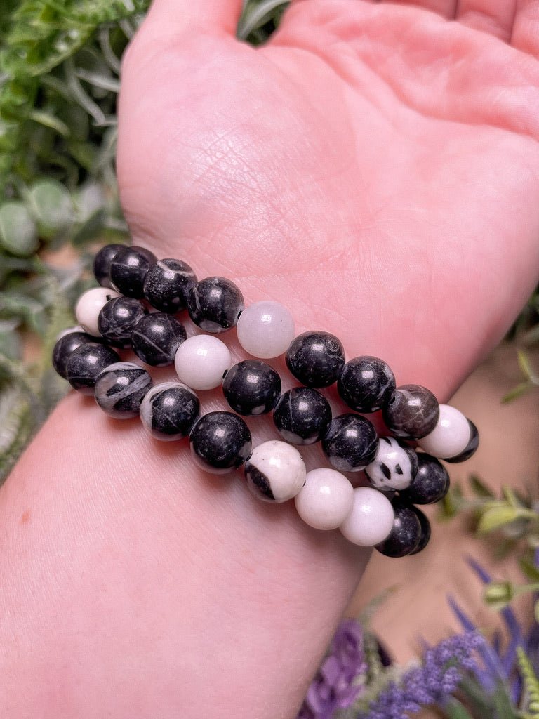 8mm Beaded Zebra Jasper Bracelet