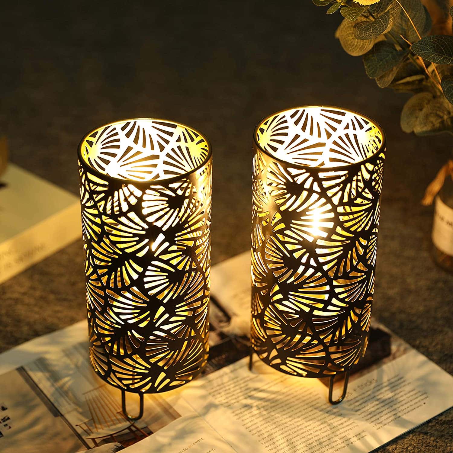 9''High Metal Lamp Battery Powered Metal Lamp（Set of 2）