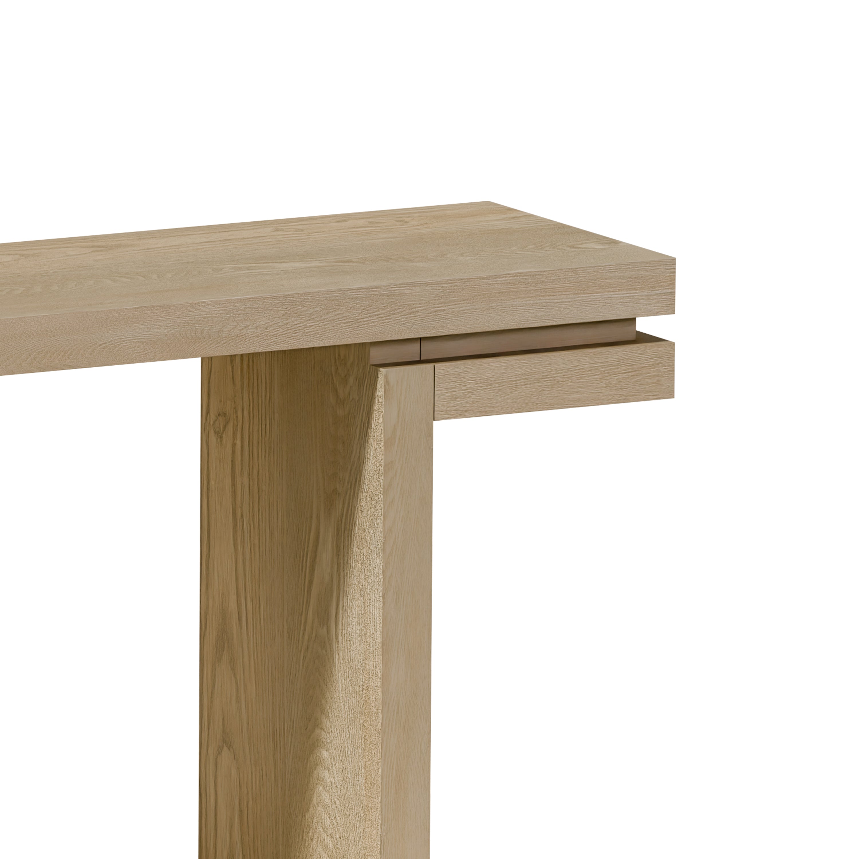 66' Extra Wide Real Wood Veneered Console Table, Minimalist Sofa Table Behind Couch for Entryway, Hallway, Living Room, Home Office, Distressed Oak