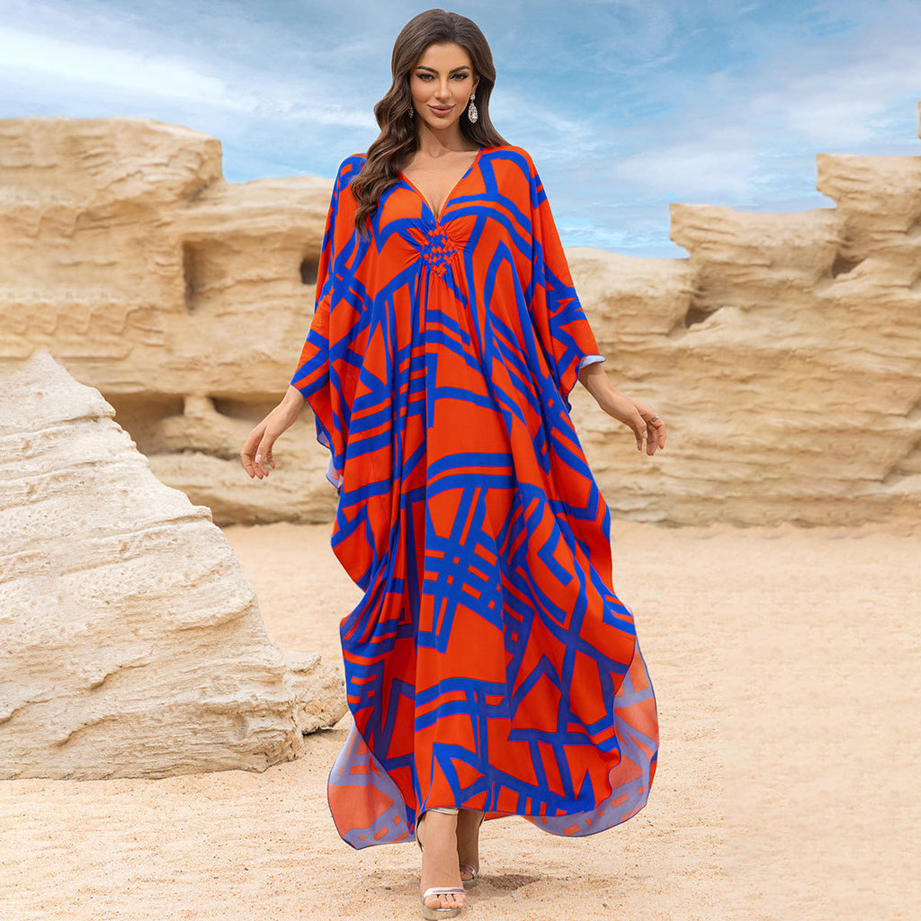 Fashion Personalized Cotton Printed Beach Dress Women