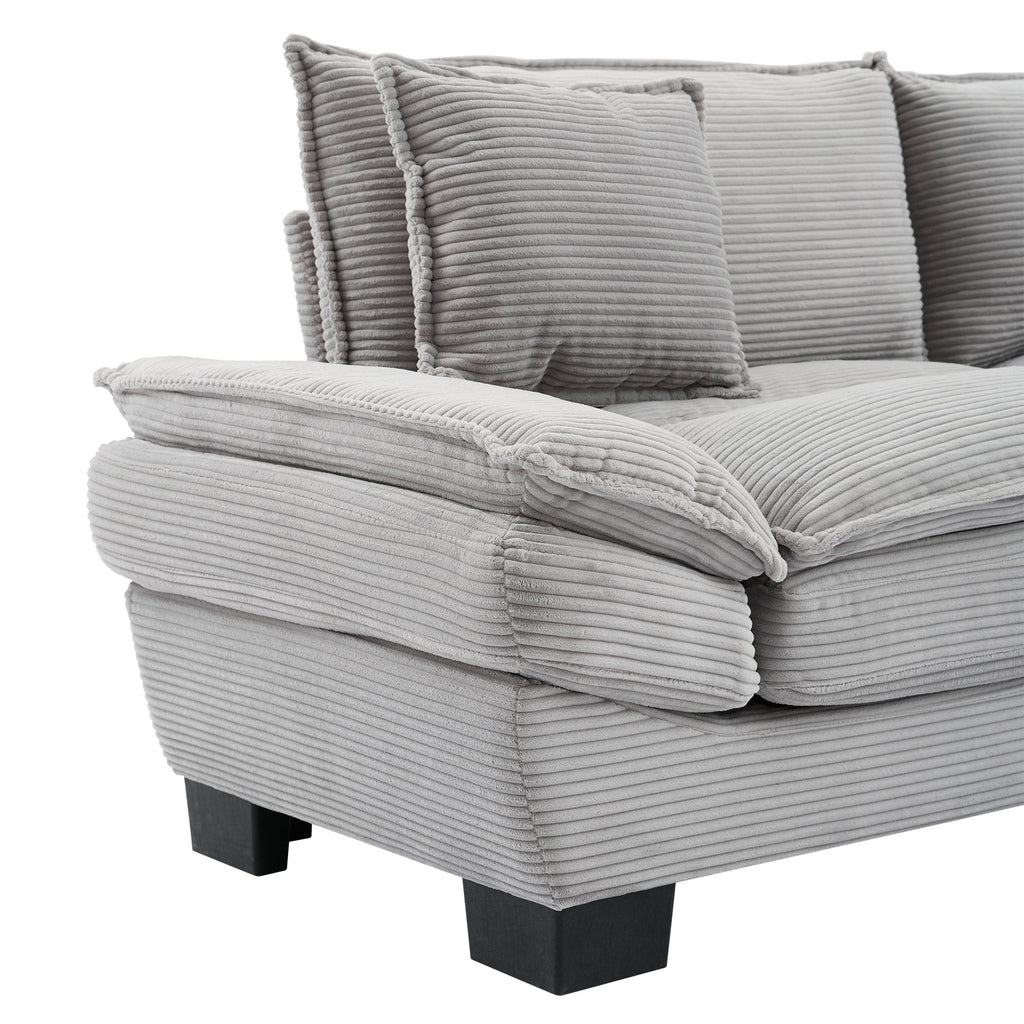 Corduroy Sofa Sleeper Couch Loveseat Sofa with Pillows Comfy Upholstered Deep Seat Sofa for Bedroom,Living Room,Apartment,Office,Dorm-Light Grey Corduroy