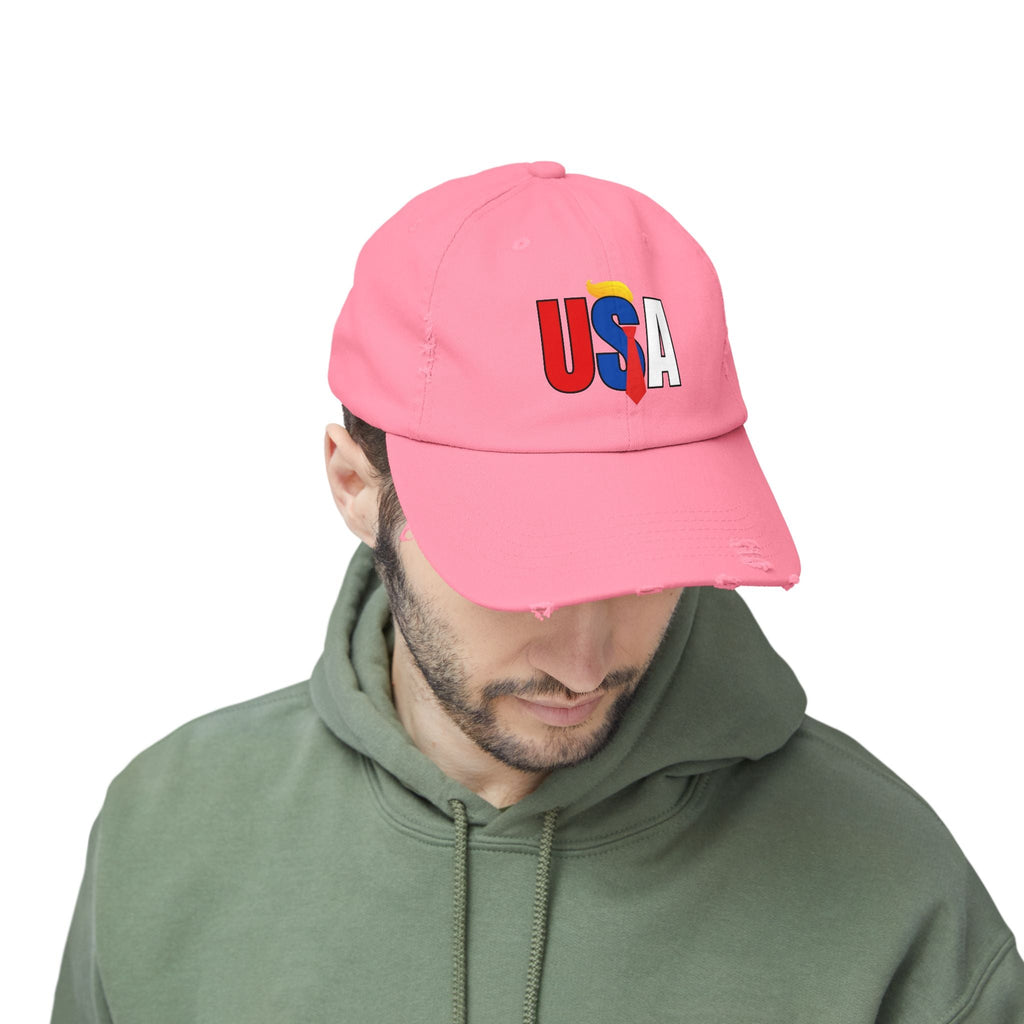 Unisex Trendy Distressed USA Cap