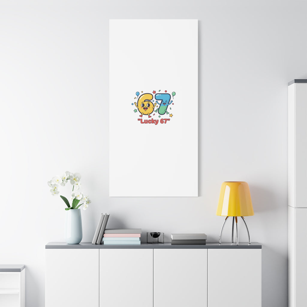 Lucky 67 Canvas, Stretched Matte | 67 meme, absurdist humor