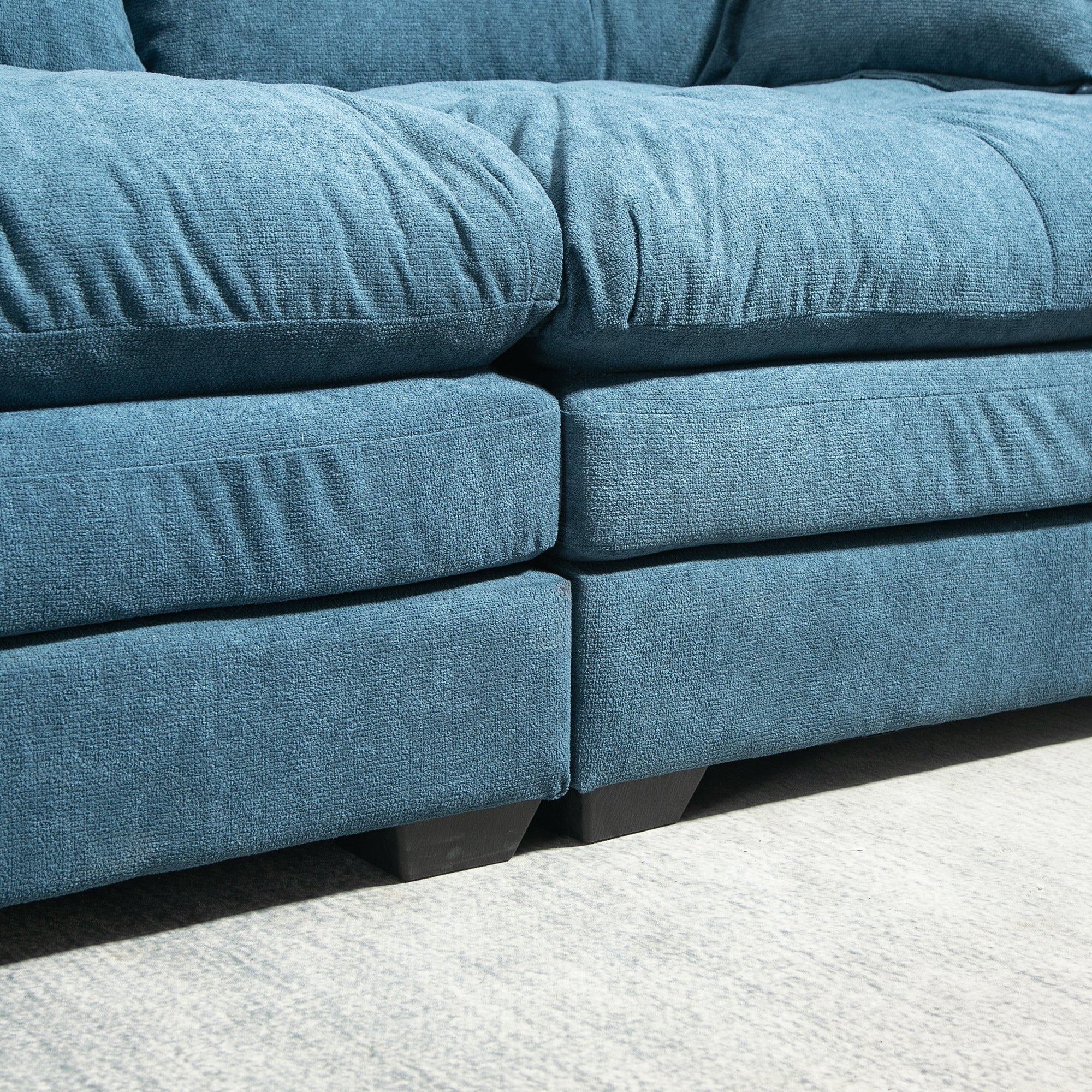 84' Chenille Sofa Small Sofa Loveseat Deep Seat Sofa Couch with 2 Throw Pillows & Memory Foam for Living Room Apartment Office Lounge-Blue