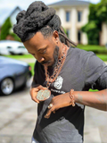 Kingz Set Pyrite Name Pendant W/ Pyrite Ring And Bracelet