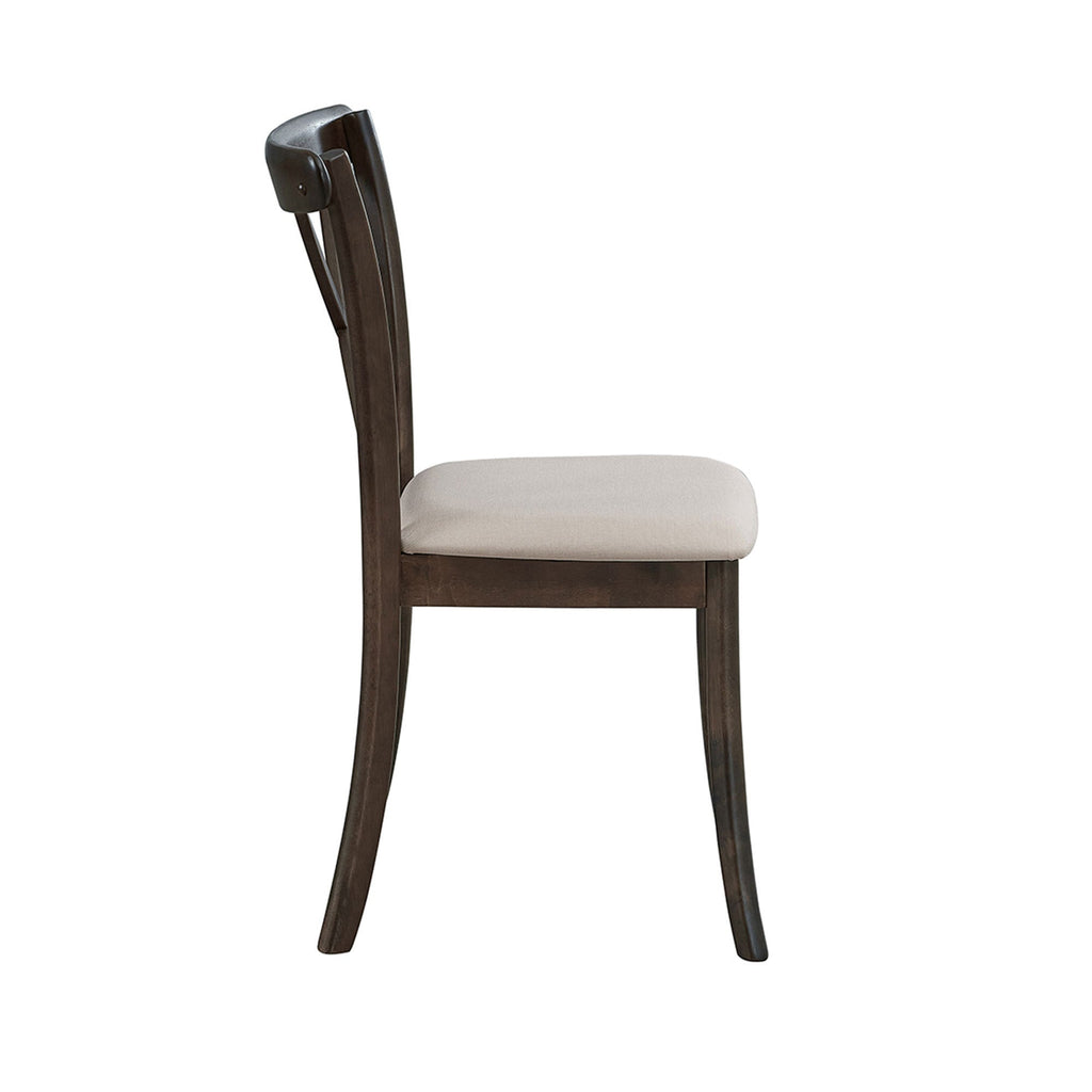 Wooden X Back Dining Chairs Set of 2, Modern Fabric Upholstered Kitchen Side 2PC Chairs, Cross Back Rubber Wood Farmhouse Dining Room Chair,Brown