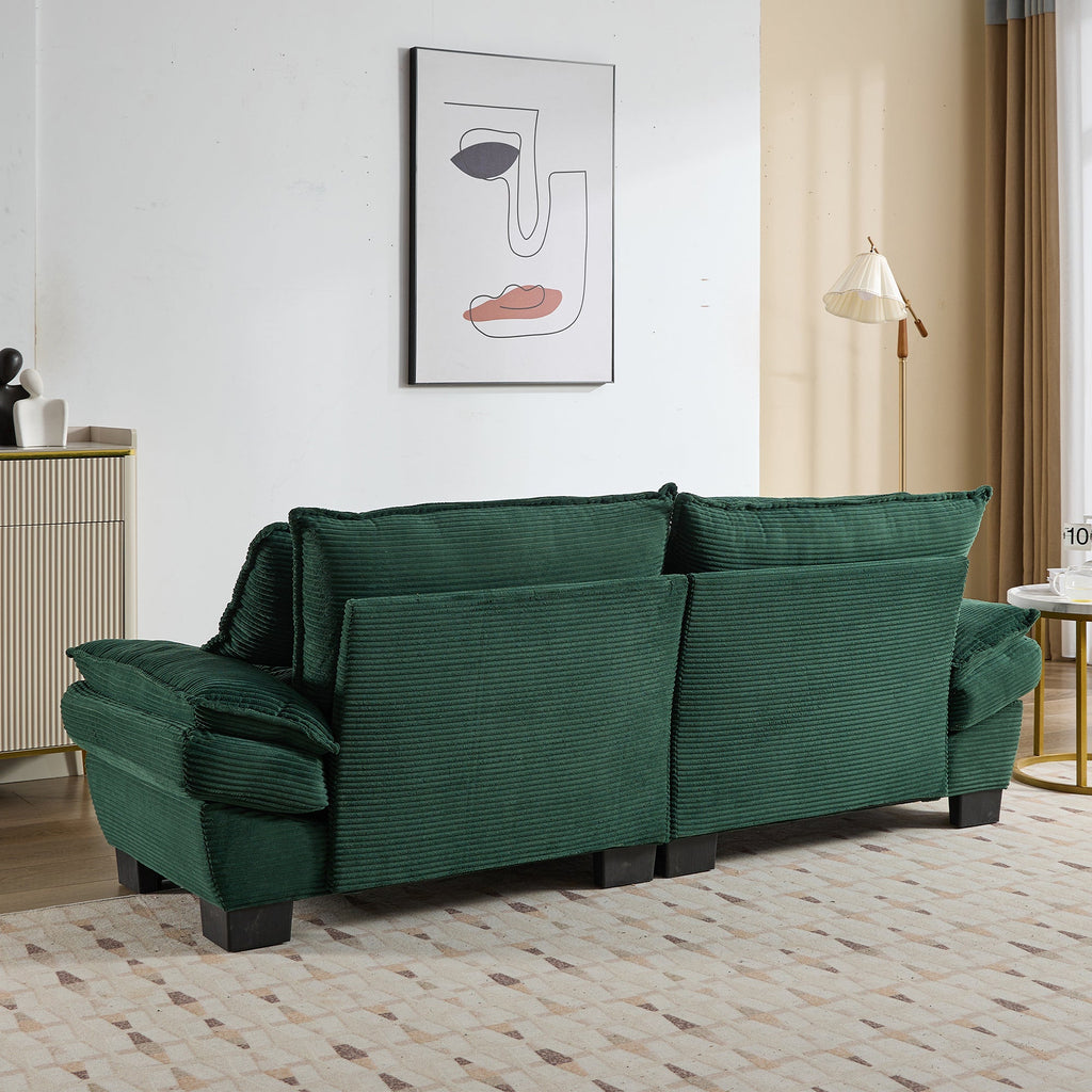 Corduroy Sofa Sleeper Couch Loveseat Sofa with Pillows Comfy Upholstered Deep Seat Sofa for Bedroom,Living Room,Apartment,Office,Dorm-Green Corduroy