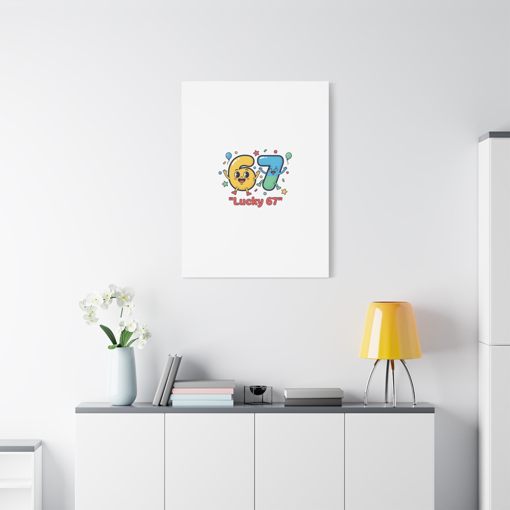 Lucky 67 Canvas, Stretched Matte | 67 meme, absurdist humor