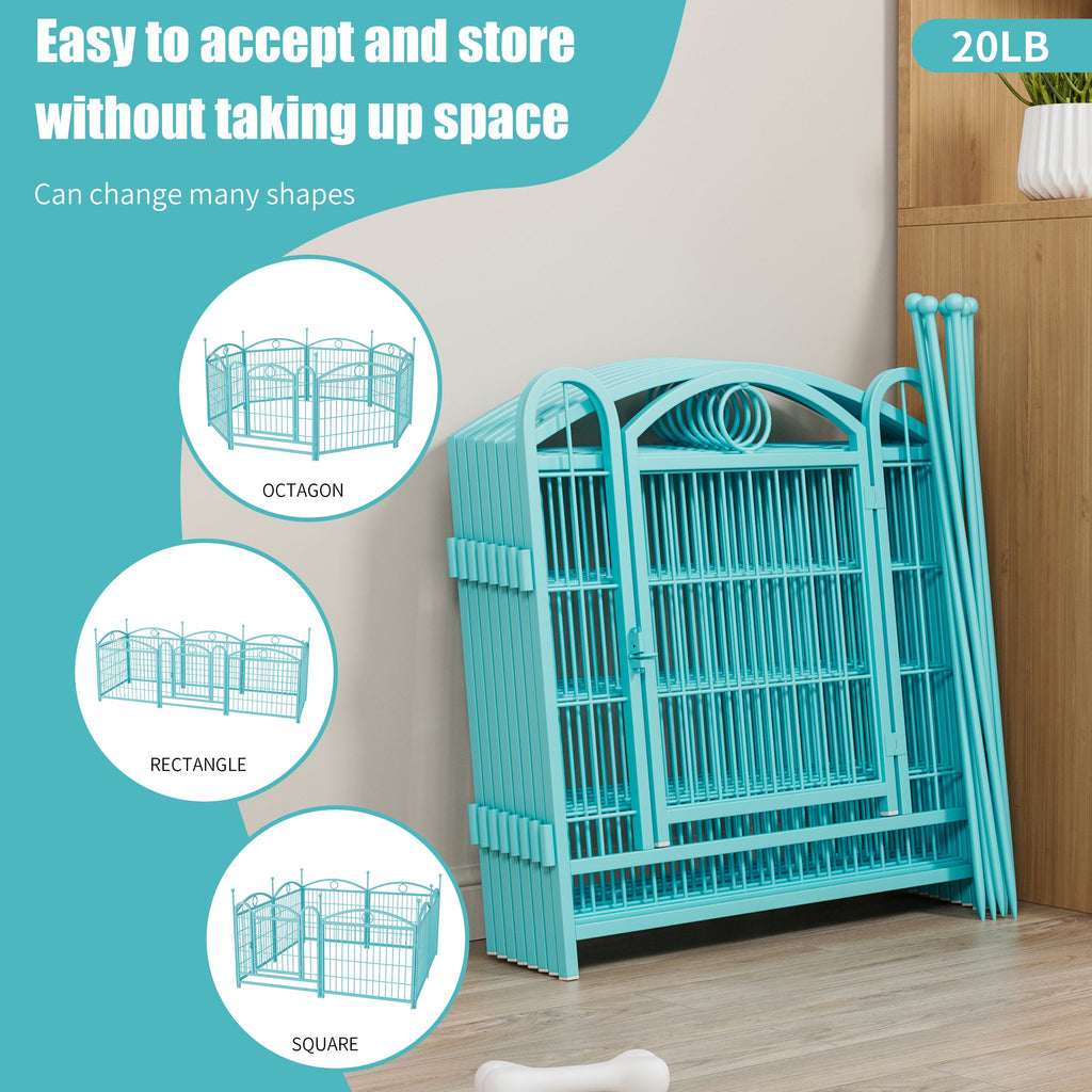 Dog Playpen Indoor 24 inch 8 Panels Metal Dog Pen Pet Dog Fence Outdoor Exercise Pen with Doors, Heavy Duty Dog Fence Puppy Pen for Large Medium Small Dogs Indoor Outdoor Foldable Pet Exercise Pen